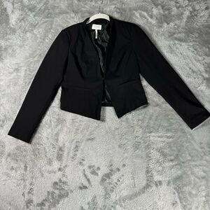 Laundry‎ Shelli Segal Crop Blazer Jacket Womens 4 Black Career Formal Going Out